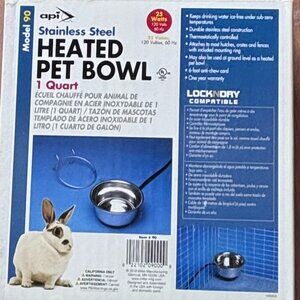 API Model 90 Heated Stainless Steel Bowl 1 Quart - Cage/Crate Mount (No-Freeze)